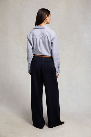 PLEATED WIDE LEG TROUSER INK NAVY