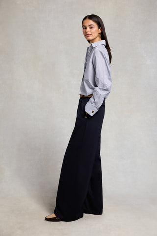 PLEATED WIDE LEG TROUSER INK NAVY
