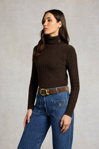 POLLY ROLL NECK KNIT - CHOCOLATE