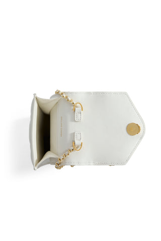 QUILTED CROSSBODY POUCH CREAM LEATHER