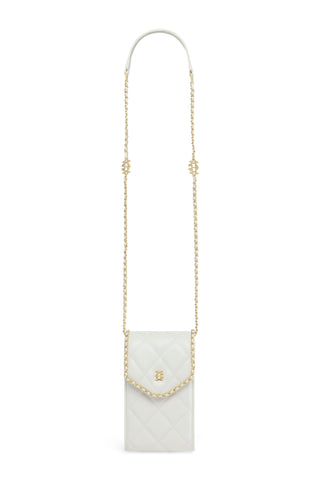 QUILTED CROSSBODY POUCH CREAM LEATHER