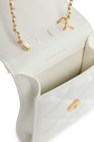 QUILTED CROSSBODY POUCH CREAM LEATHER