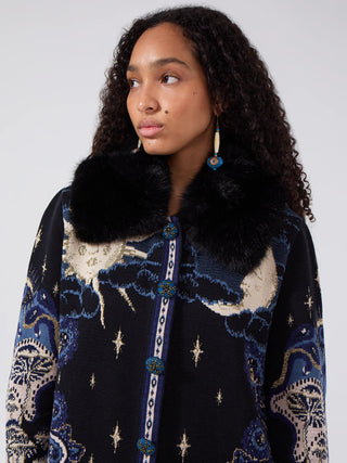 Written in the Stars Ray Jacquard Coat, Black