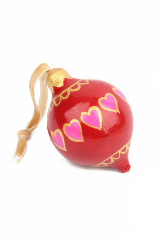 RED AND PINK HEART TEARDROP BAUBLE DECORATION