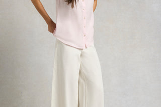 SLEEVELESS AMALFI SHIRT POWDER PINK LINEN