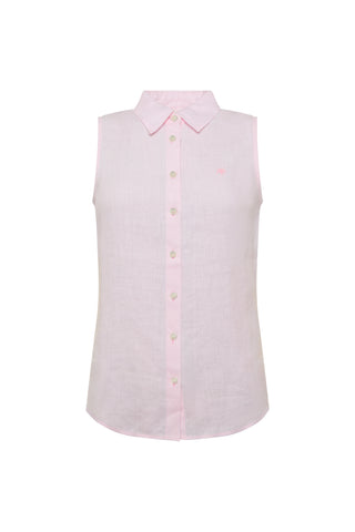 SLEEVELESS AMALFI SHIRT POWDER PINK LINEN