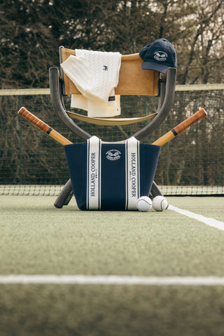RACQUETS TOTE WASHED NAVY ECRU