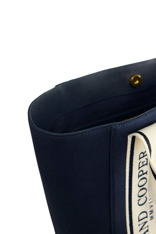 RACQUETS TOTE WASHED NAVY ECRU