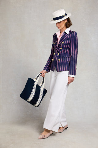 RACQUETS TOTE WASHED NAVY ECRU