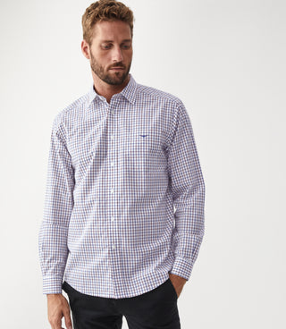 Collins Shirt - Navy Burgundy White