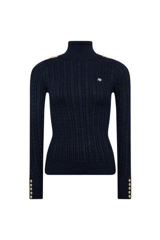 Seattle Roll Neck Cable Knit Ink Navy