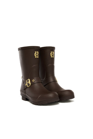 Sherpa Lined Chelsea Wellington Chocolate Matte Gold