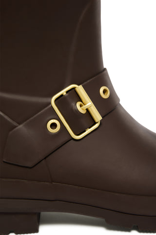 Sherpa Lined Chelsea Wellington Chocolate Matte Gold