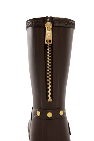 Sherpa Lined Chelsea Wellington Chocolate Matte Gold