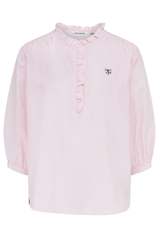 Ladies Thea Cotton Blouse - Pink Stripe