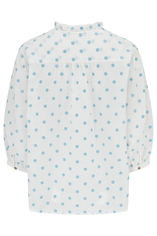 Ladies Thea Cotton Blouse - Blue Dot