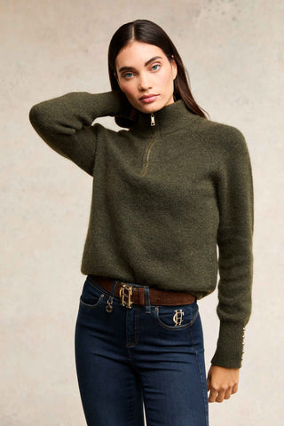 Tori Quarter Zip Knit Forest Green