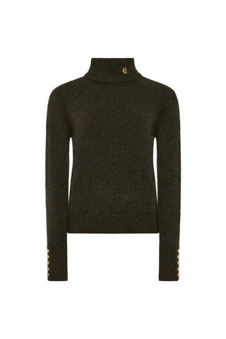 TORI ROLL NECK KNIT - FOREST GREEN