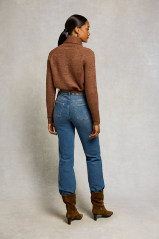 TORI ROLL NECK KNIT - LATTE
