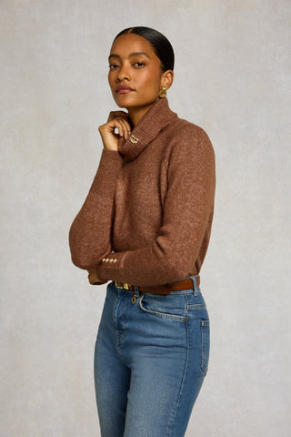 TORI ROLL NECK KNIT - LATTE