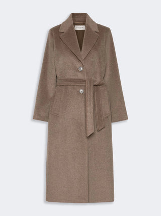Wool and alpaca teddy long coat - MARRON GLACE'