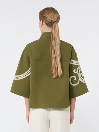 Cotton canvas jacket with embroideries - KHAKI