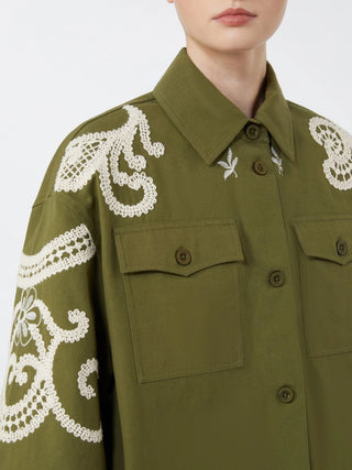 Cotton canvas jacket with embroideries - KHAKI
