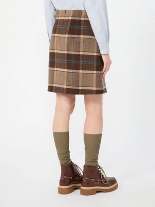 Short checked wool skirt - BROWN