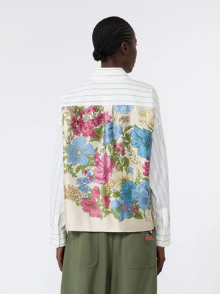 Cotton shirt with a contrasting back - BROWN