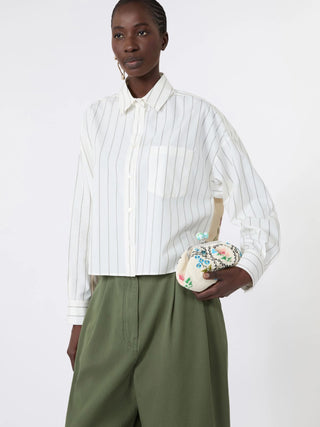 Cotton shirt with a contrasting back - BROWN