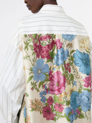 Cotton shirt with a contrasting back - BROWN