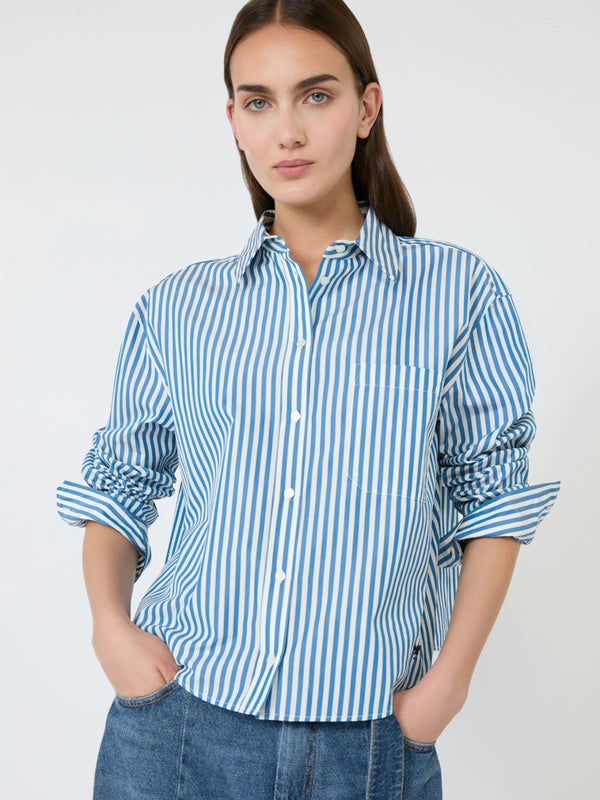 Cotton poplin shirt - CORNFLOWER BLUE
