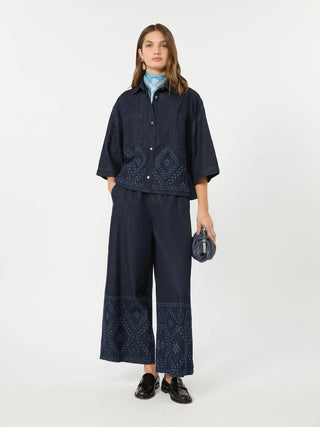 Laser-cut denim jeans - NAVY