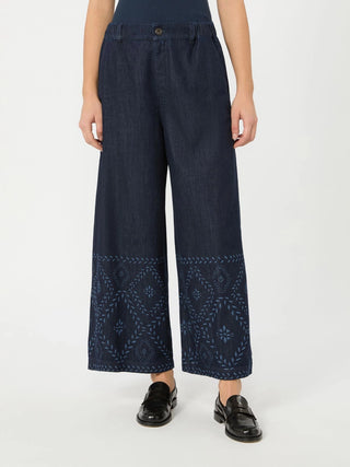 Laser-cut denim jeans - NAVY
