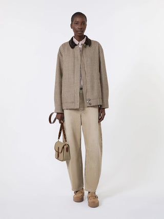 Worn-look denim barrel-leg jeans - BEIGE