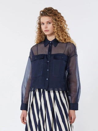 Silk organza shirt - NAVY