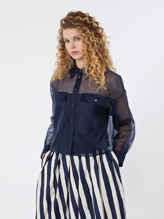 Silk organza shirt - NAVY