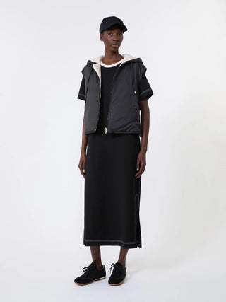 Reversible water-repellent canvas padded gilet - BLACK