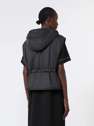 Reversible water-repellent canvas padded gilet - BLACK