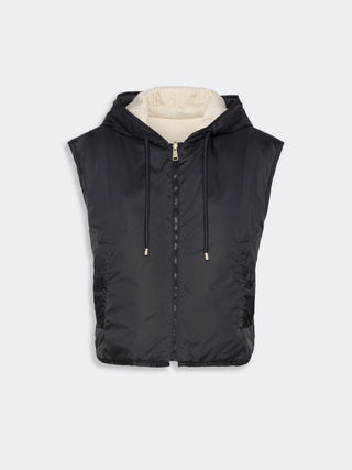 Reversible water-repellent canvas padded gilet - BLACK