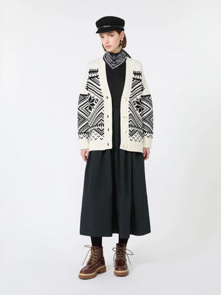 Jacquard wool cardigan - BLACK