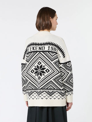 Jacquard wool cardigan - BLACK
