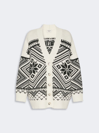 Jacquard wool cardigan - BLACK