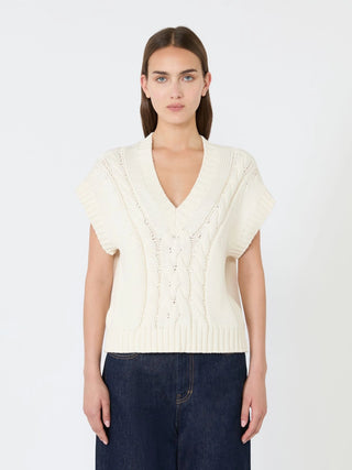 Cotton yarn gilet - ECRU