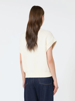 Cotton yarn gilet - ECRU