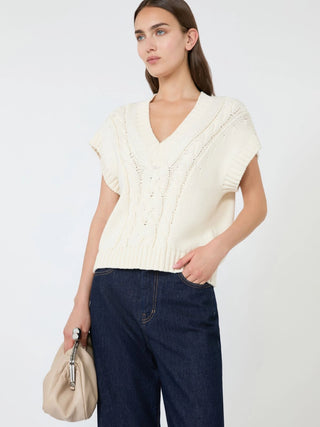 Cotton yarn gilet - ECRU