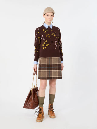 Embroidered wool sweater - DARK BROWN