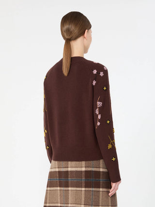 Embroidered wool sweater - DARK BROWN