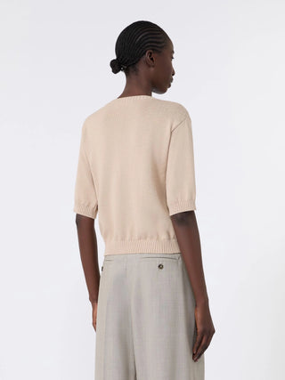 Embroidered cotton yarn sweater - SAND