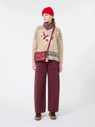 Loose jumper in wool jacquard - SAND